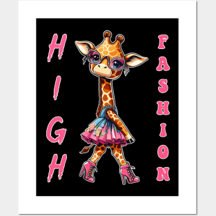 High Fashion Funny Giraffe Pun Haut Couture Glamour Model Posters and Art